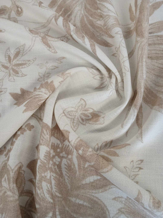 Linen - Print - Ivory/Beige - 57" Wide - Sold By the Metre
