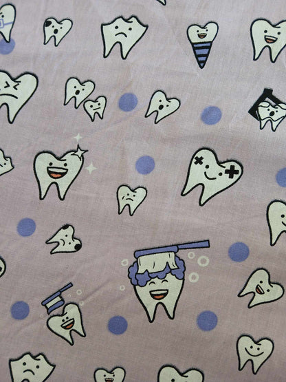100% Cotton - Teeth - Lilac/Purple/White/Black - 54" Wide - Sold By the Metre