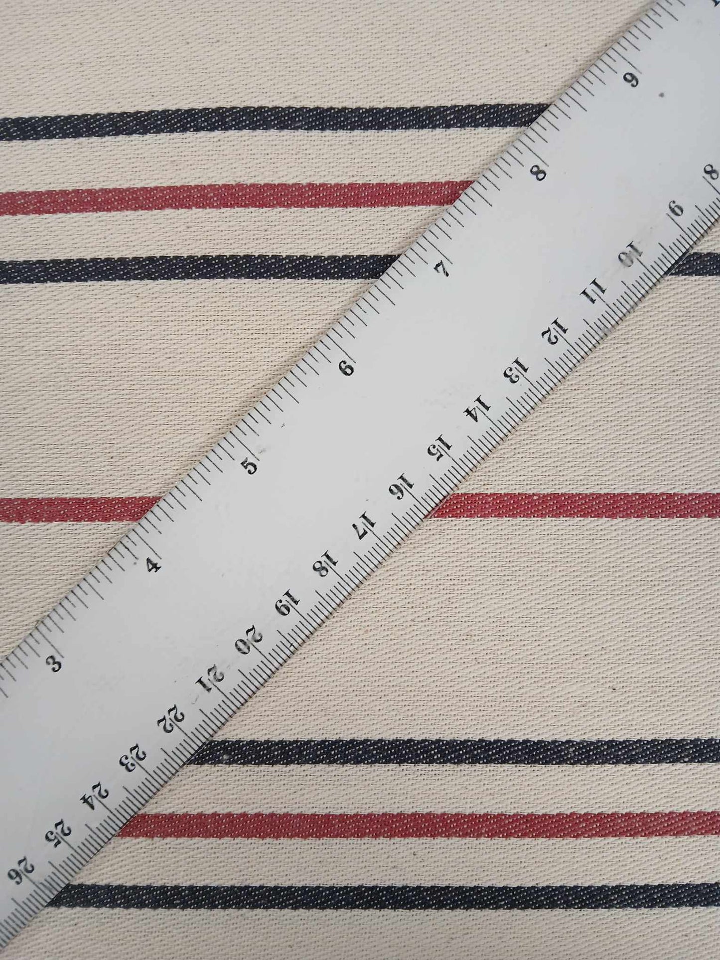 Cotton Woven Ticking - Fire Retardant - Red/Black - 82" Wide - Sold By the Metre