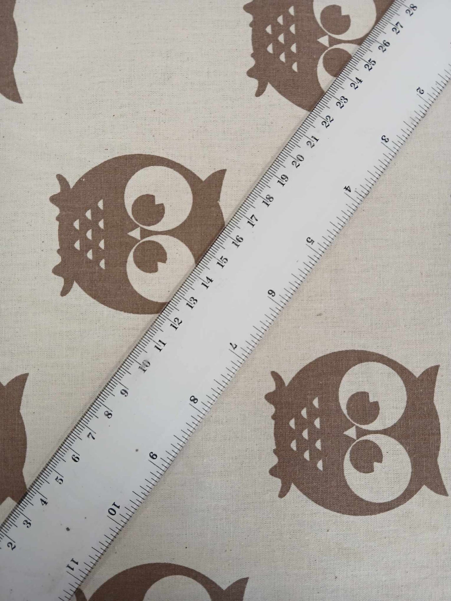 100% Cotton - Owl - Cream/Brown - 57" Wide - Sold By the Metre