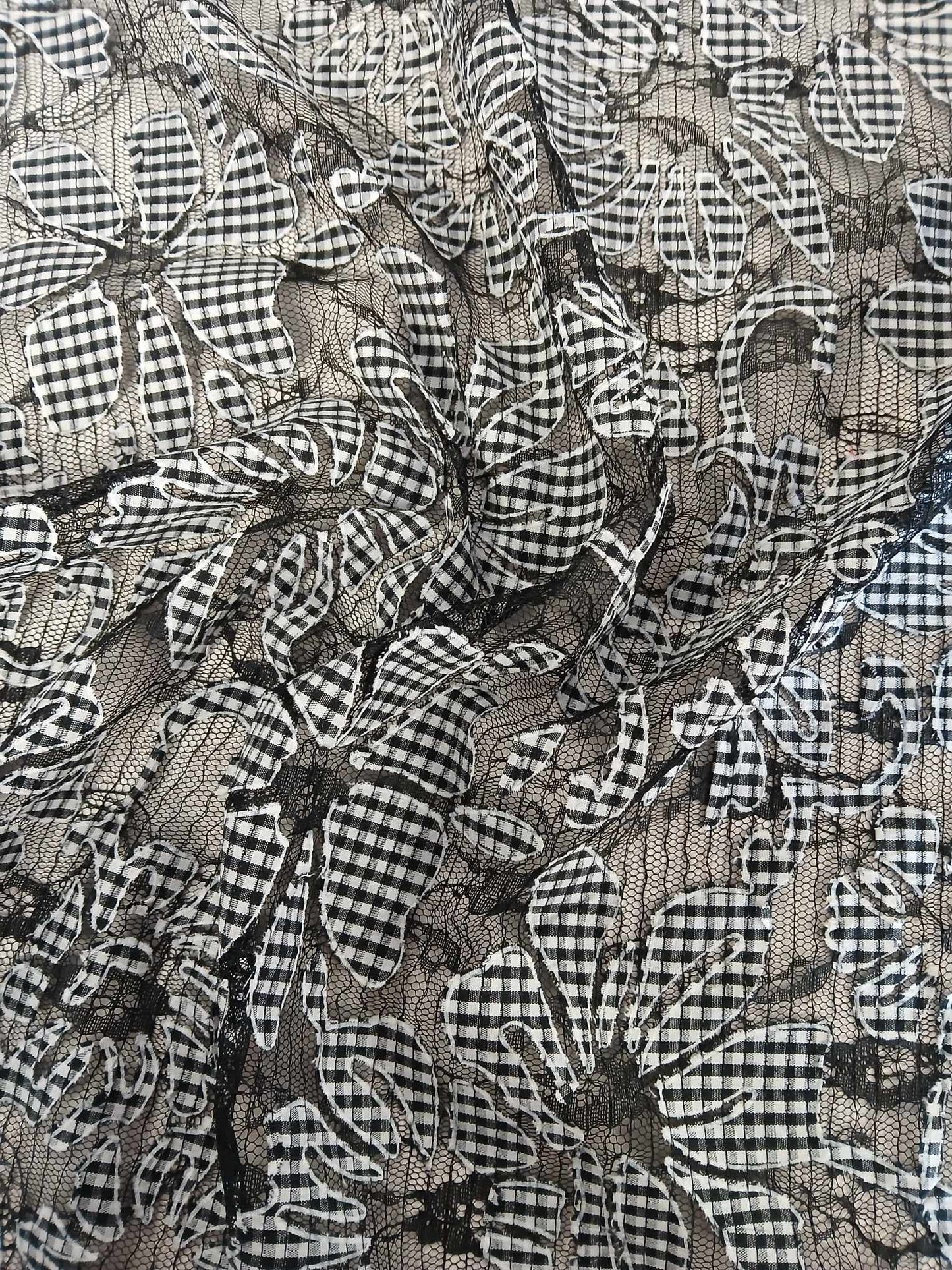 Lace - Gingham - Black/White - 53" Wide - Sold By the Metre