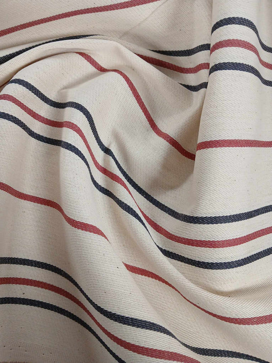 Cotton Woven Ticking - Fire Retardant - Red/Black - 82" Wide - Sold By the Metre