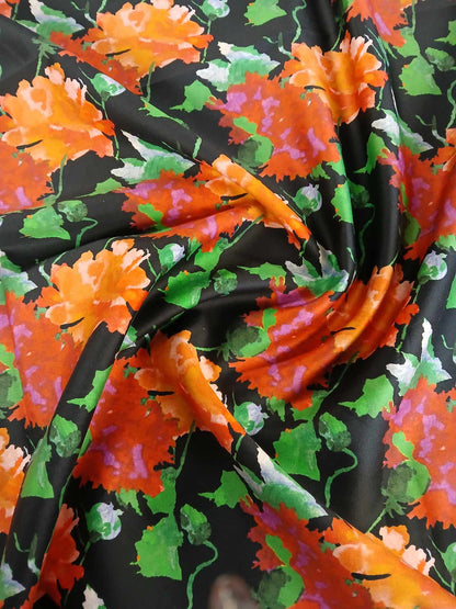 Cotton Satin - Black/Orange/Green/Blue - 56" Wide - Sold By the Metre
