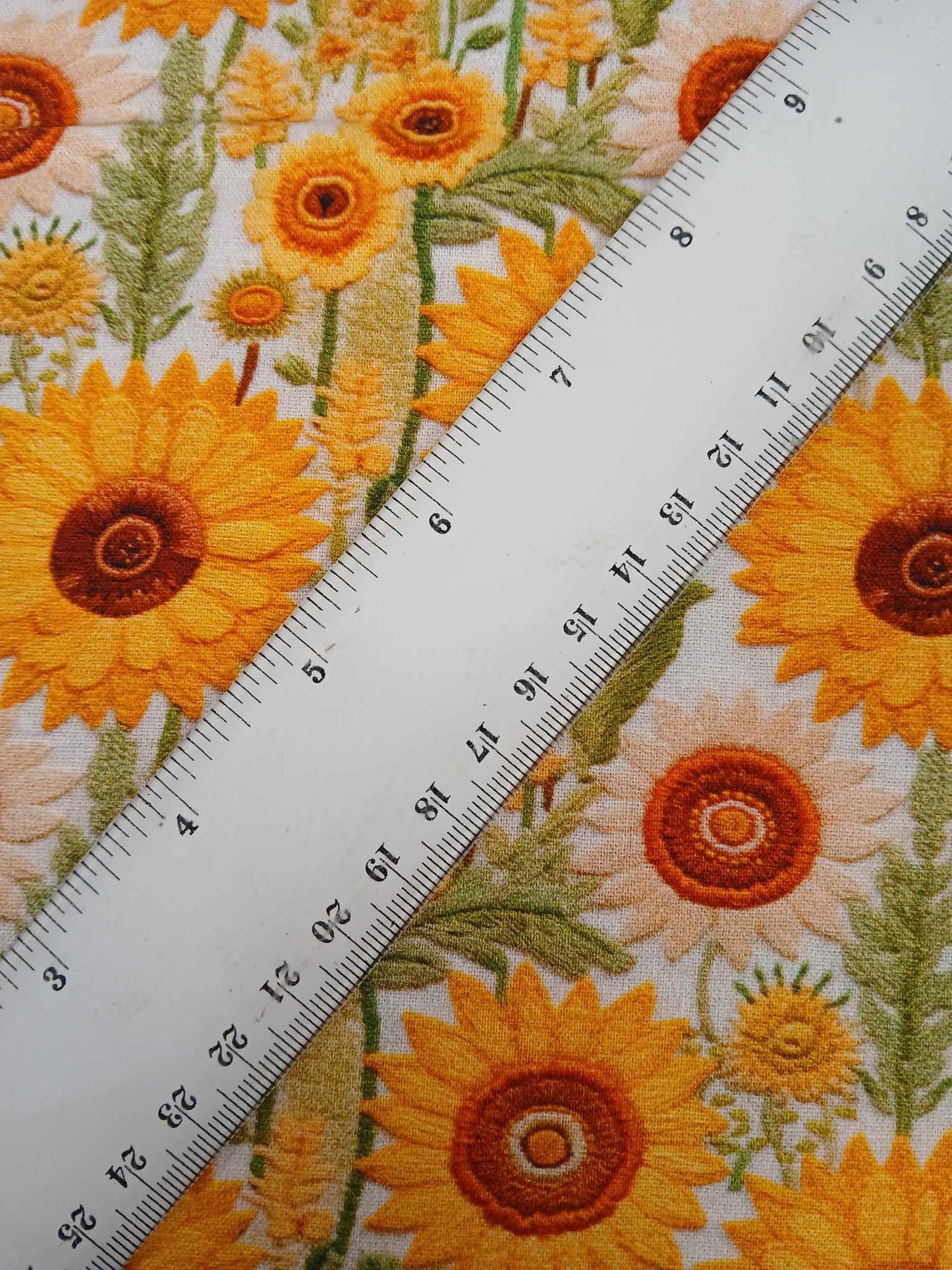 100% Cotton - Digital Print - Yellow/Copper/Green - 44" Wide - Sold By the Metre