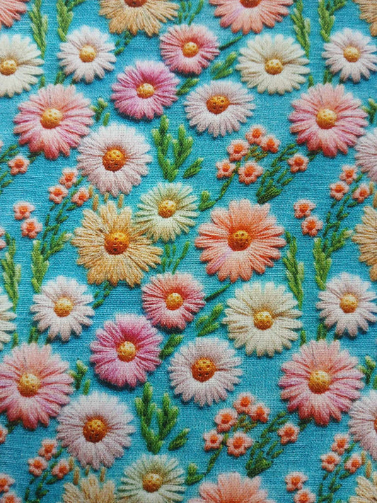 100% Cotton - Digital Print - Blue/Pink/Peach/Cream - 44" Wide - Sold By the Metre