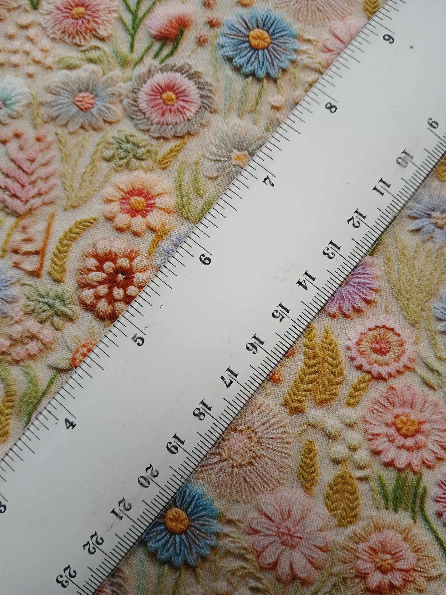 100% Cotton - Digital Print - Cream/Blue/Pink/Peach - 44" Wide - Sold By the Metre
