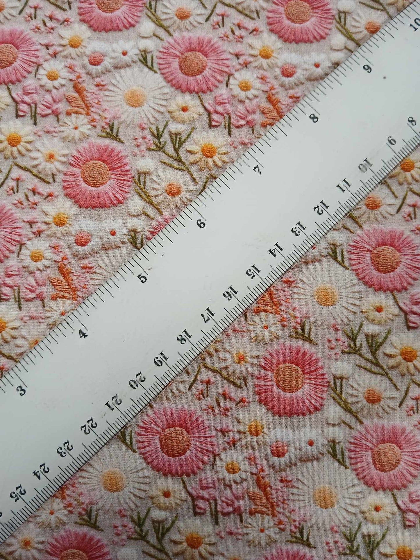 100% Cotton - Digital Print - Cream/Pink/Yellow/White - 44" Wide - Sold By the Metre