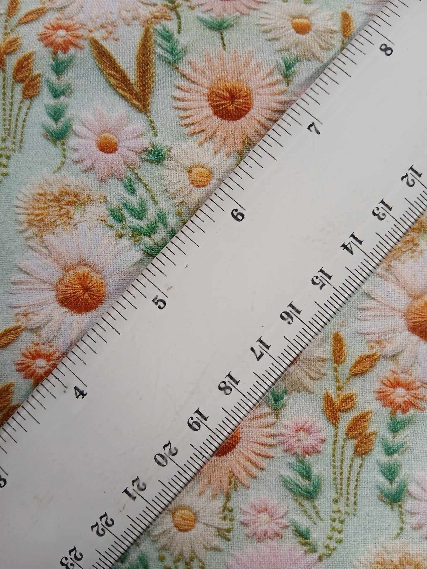 100% Cotton - Digital Print - Mint/Peach/Pink - 44" Wide - Sold By the Metre