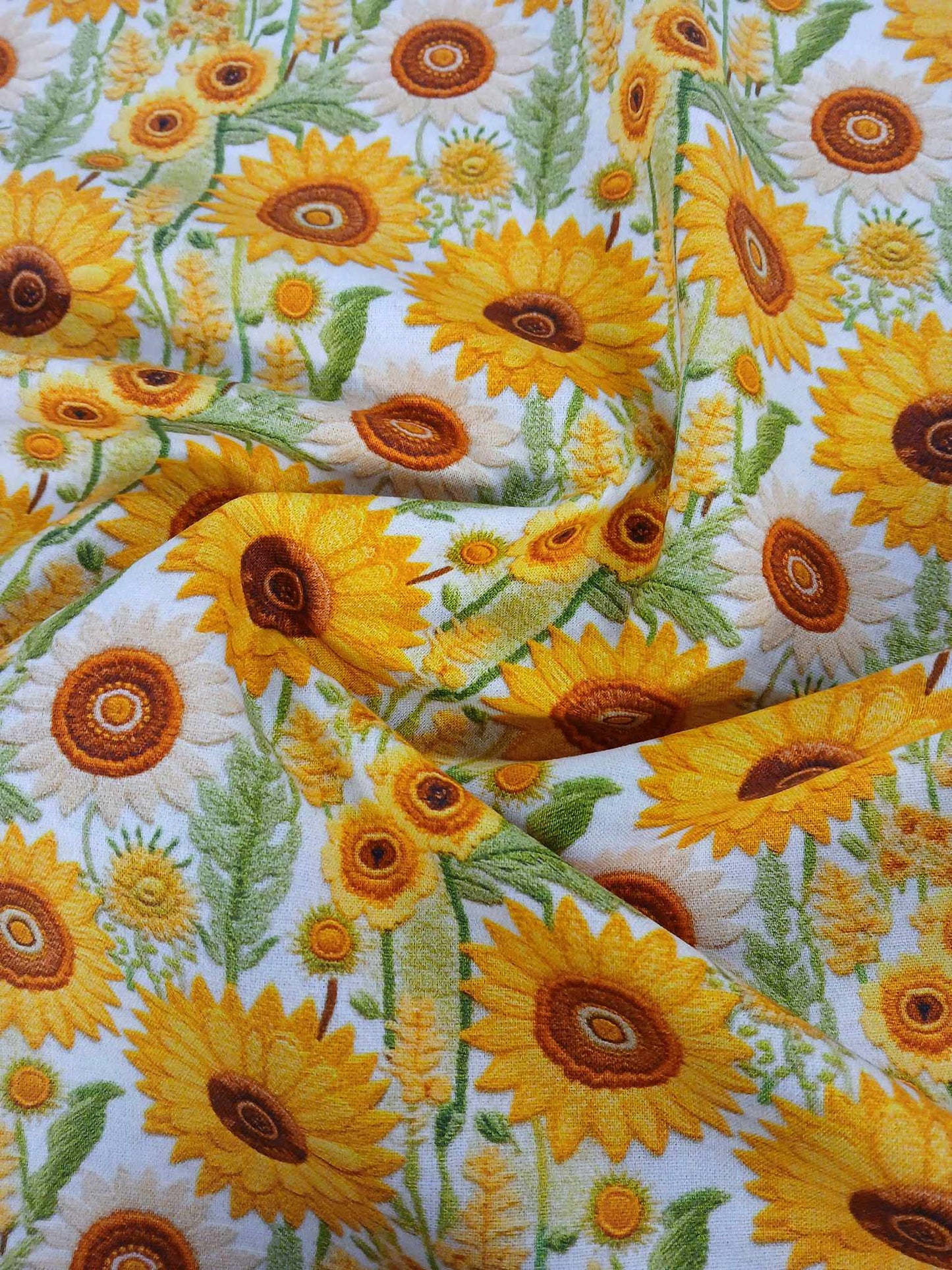 100% Cotton - Digital Print - Yellow/Copper/Green - 44" Wide - Sold By the Metre