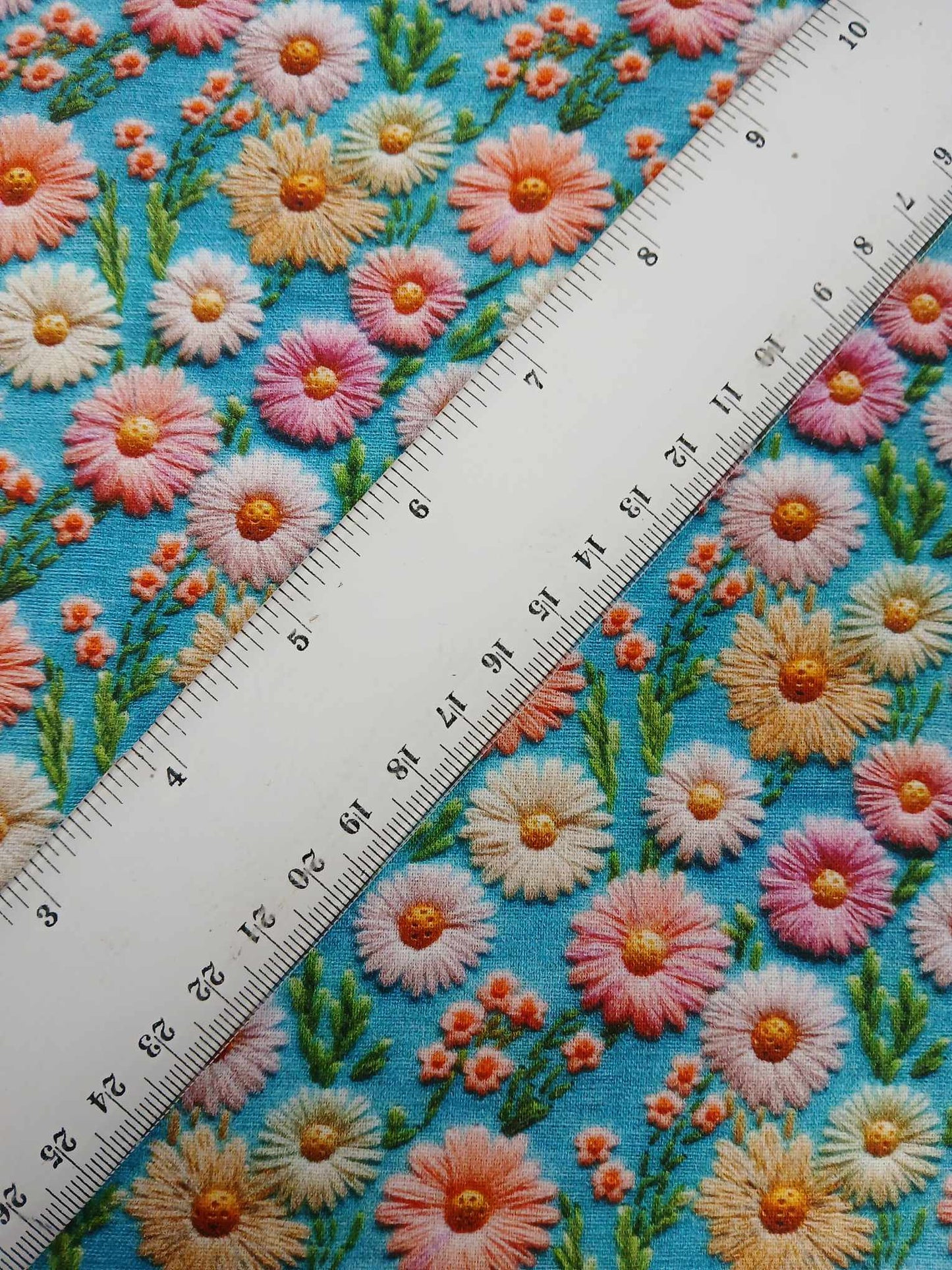 100% Cotton - Digital Print - Blue/Pink/Peach/Cream - 44" Wide - Sold By the Metre