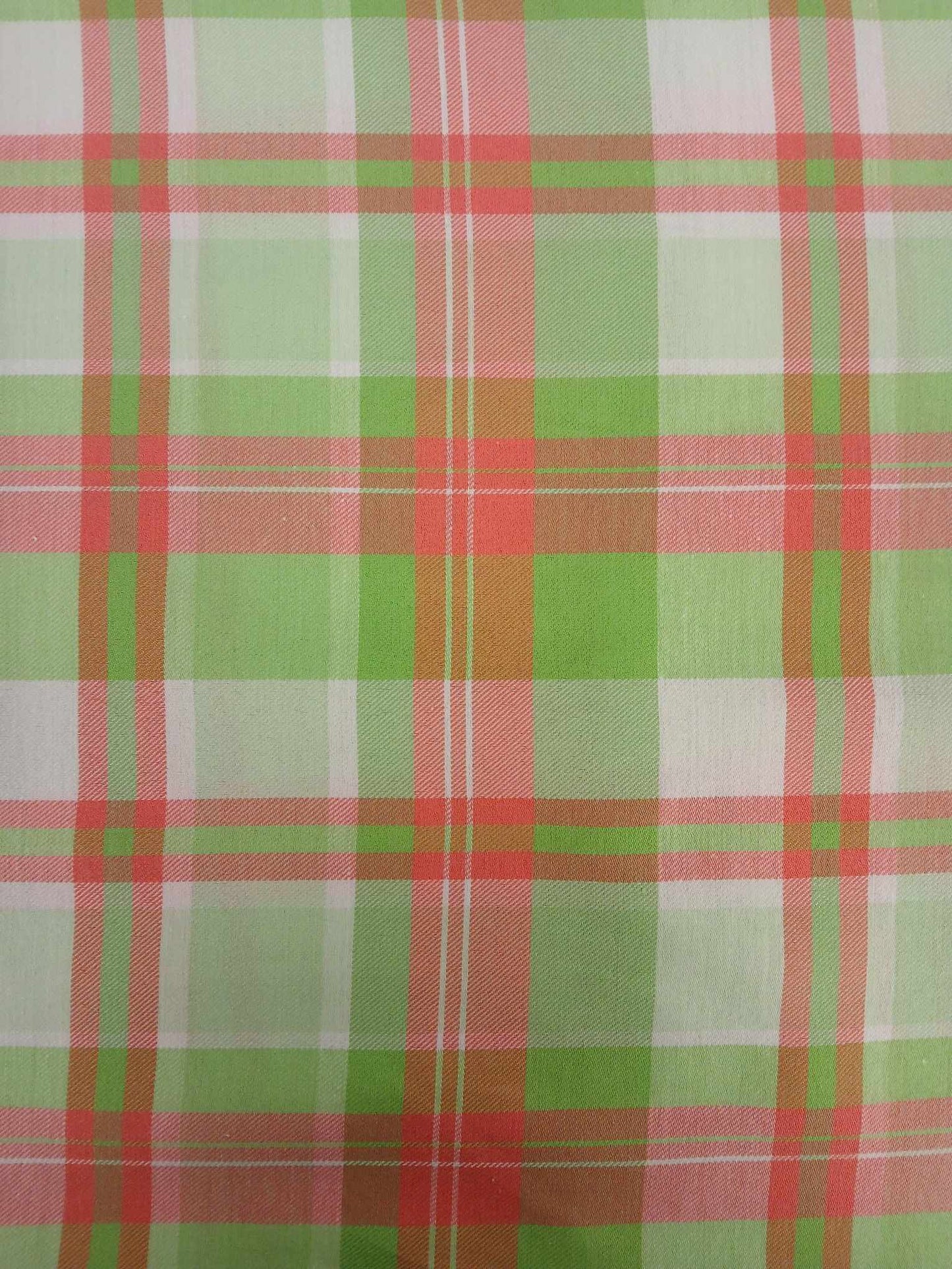 25% Poly 75% Cotton Woven - Check - Pink/Lime Green - 60" Wide - Sold By the Metre