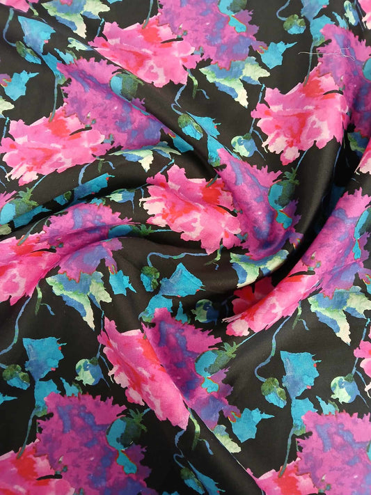 Cotton Satin - Black/Pink/Green/Blue - 56" Wide - Sold By the Metre