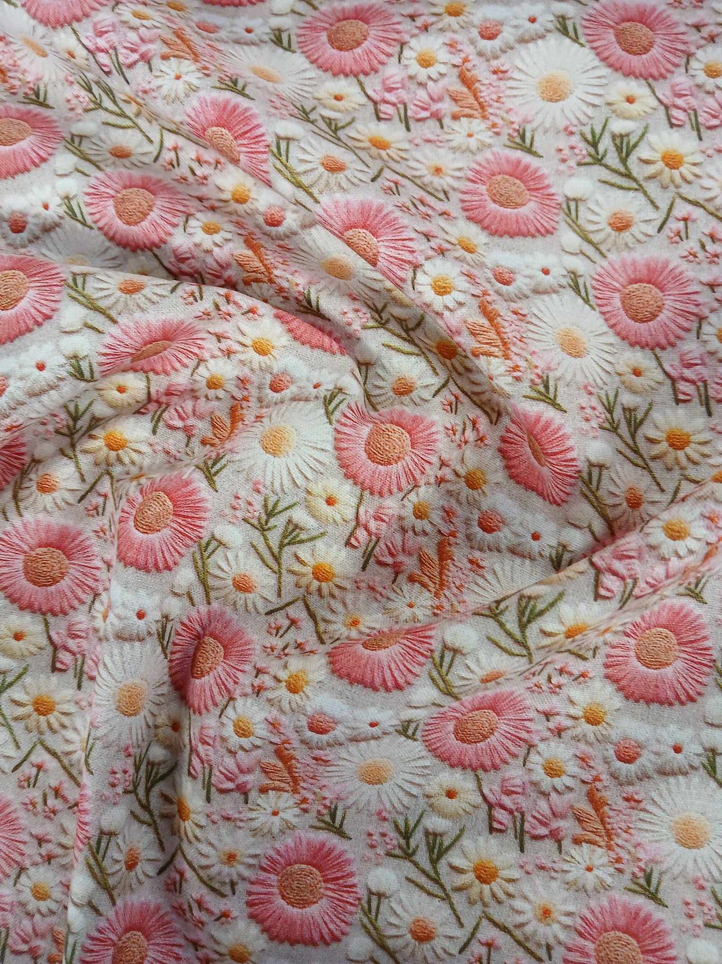 100% Cotton - Digital Print - Cream/Pink/Yellow/White - 44" Wide - Sold By the Metre