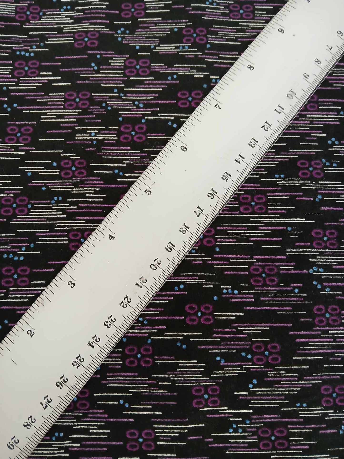 Vintage Cotton - Black/Purple/White/Blue - 36" Wide - Sold By the Metre