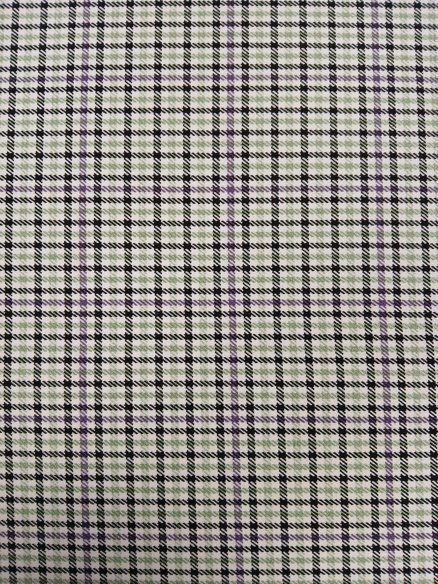 Colour Woven Check Suiting - Green/Cream/Black - 59" Wide - Sold By the Metre