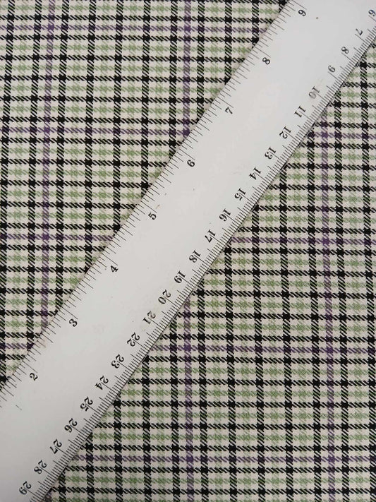 Colour Woven Check Suiting - Green/Cream/Black - 59" Wide - Sold By the Metre