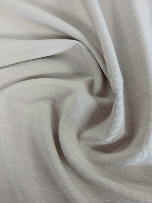 Poly Lycra Suiting - Stripe - Beige/Cream - 58" Wide - Sold By the Metre