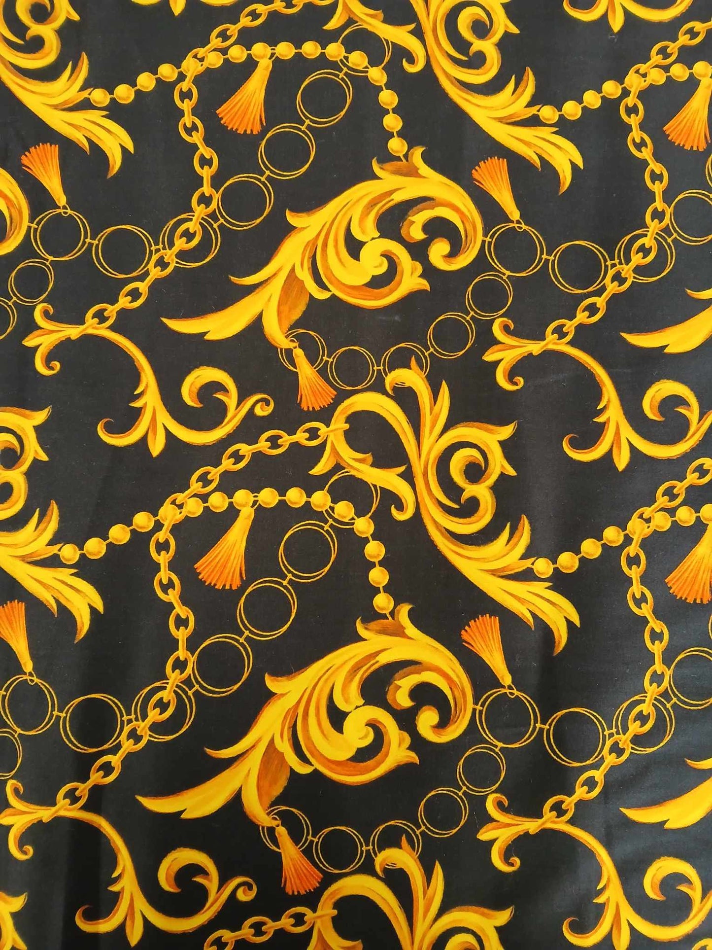 Cotton Satin - Yellow/Black/Gold - 56" Wide - Sold By The Metre