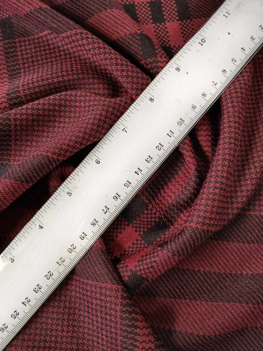 Ponte Roma - Check - Burgundy/Black - 55" Wide - Sold By The Metre