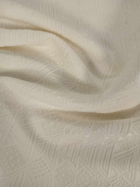 Poly Lycra Cotton Jacquard - Cream - 60" Wide - Sold By The Metre