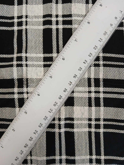 Viscose Lycra - Check - Black/White - 64" Wide - Sold By The Metre
