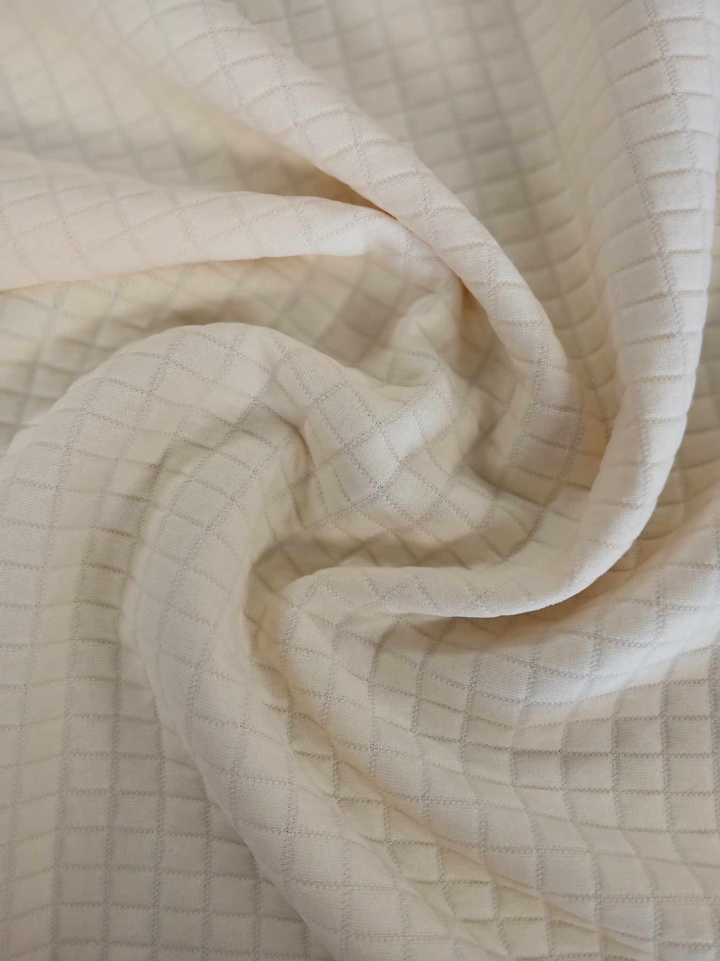 Box Quilt Lycra - Cream - 61" Wide - Sold By The Metre