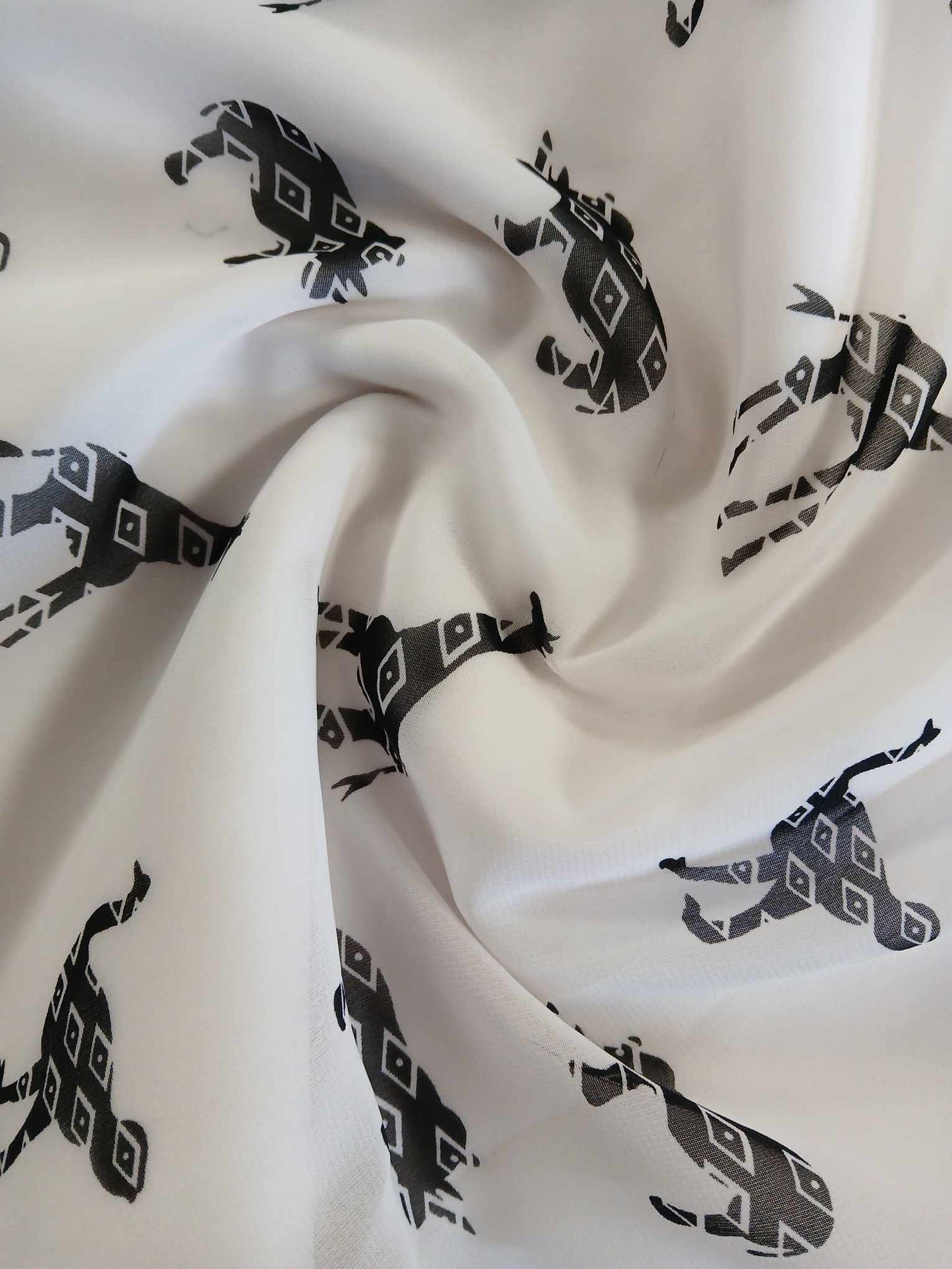 Chiffon - Animals - Black/White - 58" Wide - Sold By The Metre