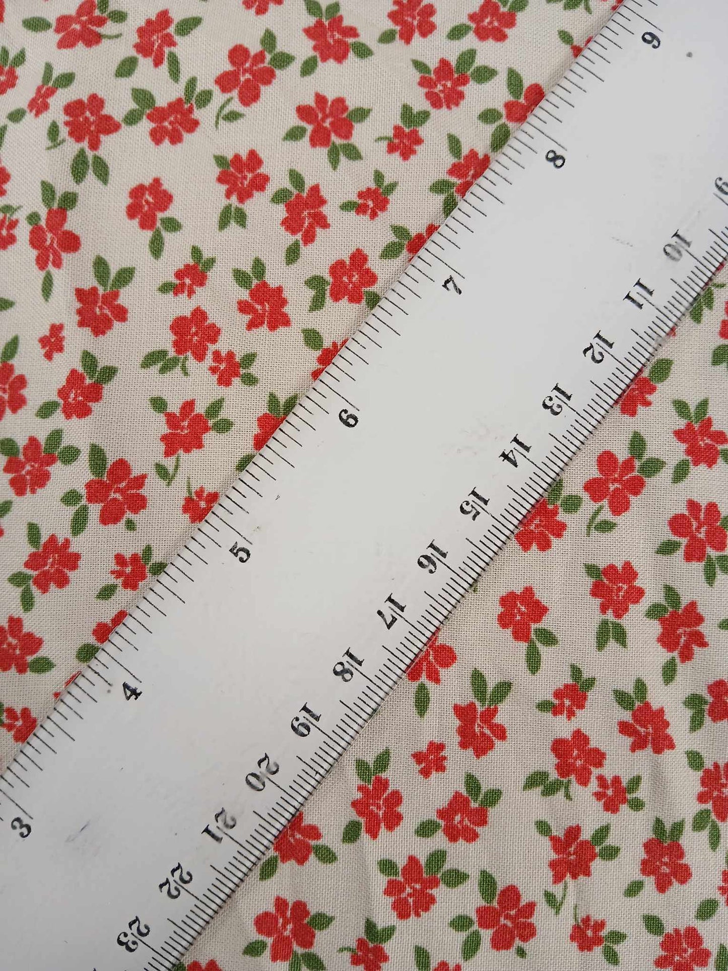 Viscose - Cream/Red/Green - 60" Wide - Sold By The Metre