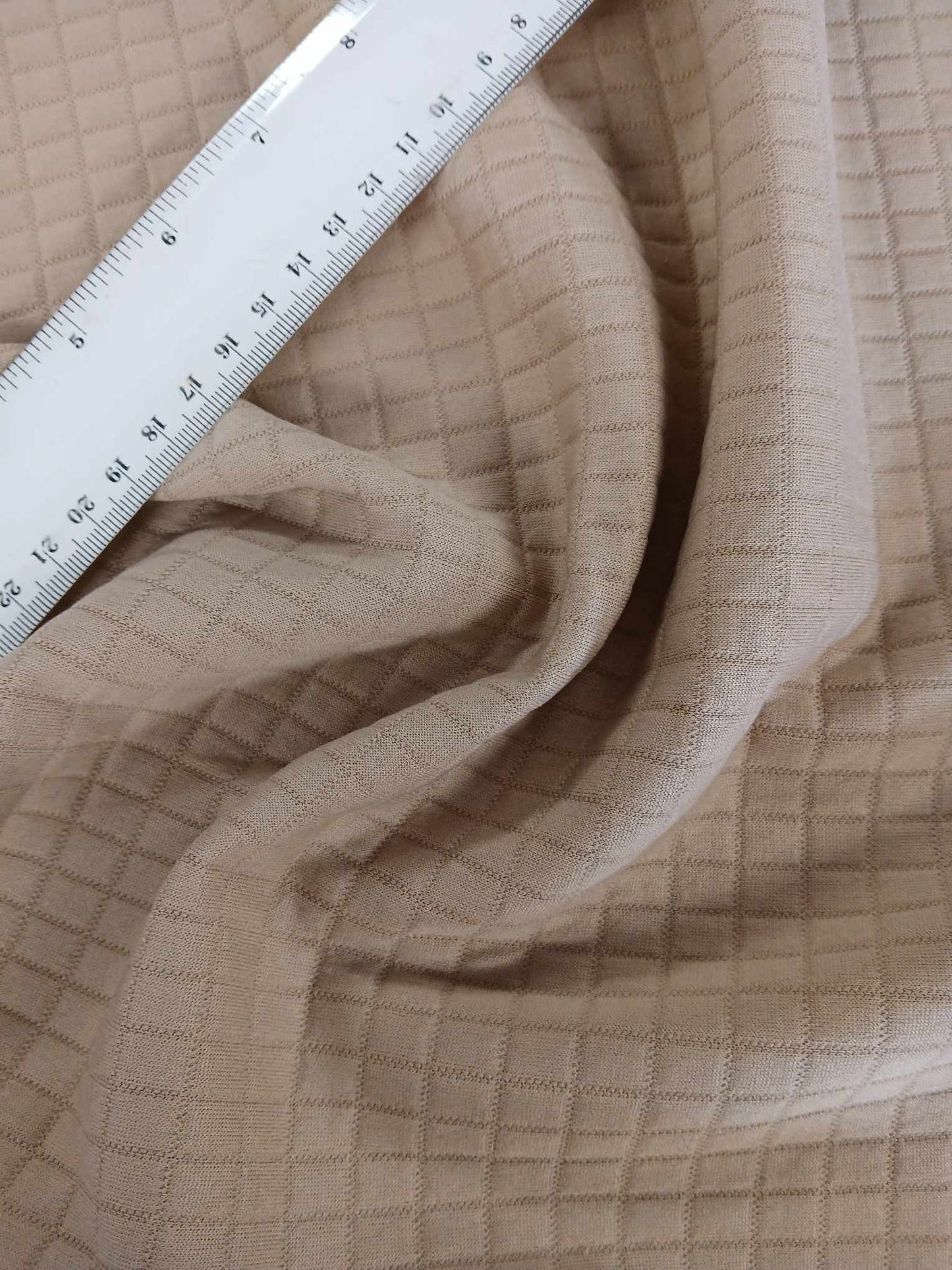 Box Quilt Lycra - Beige - 61" Wide - Sold By The Metre