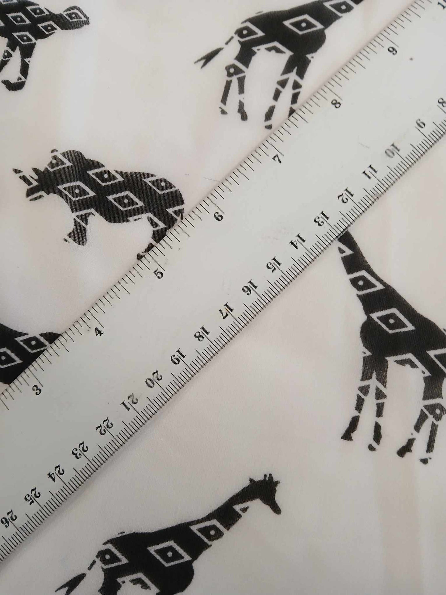 Chiffon - Animals - Black/White - 58" Wide - Sold By The Metre