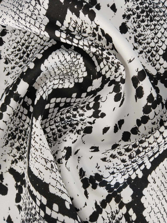 Scuba - Snakeskin - Black/White - 60" Wide - Sold By The Metre