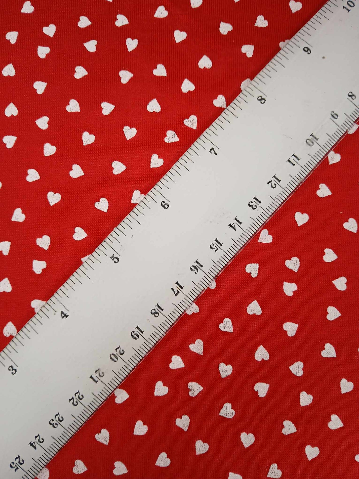 Viscose Lycra - Hearts - Red/White - 62" Wide - Sold By The Metre