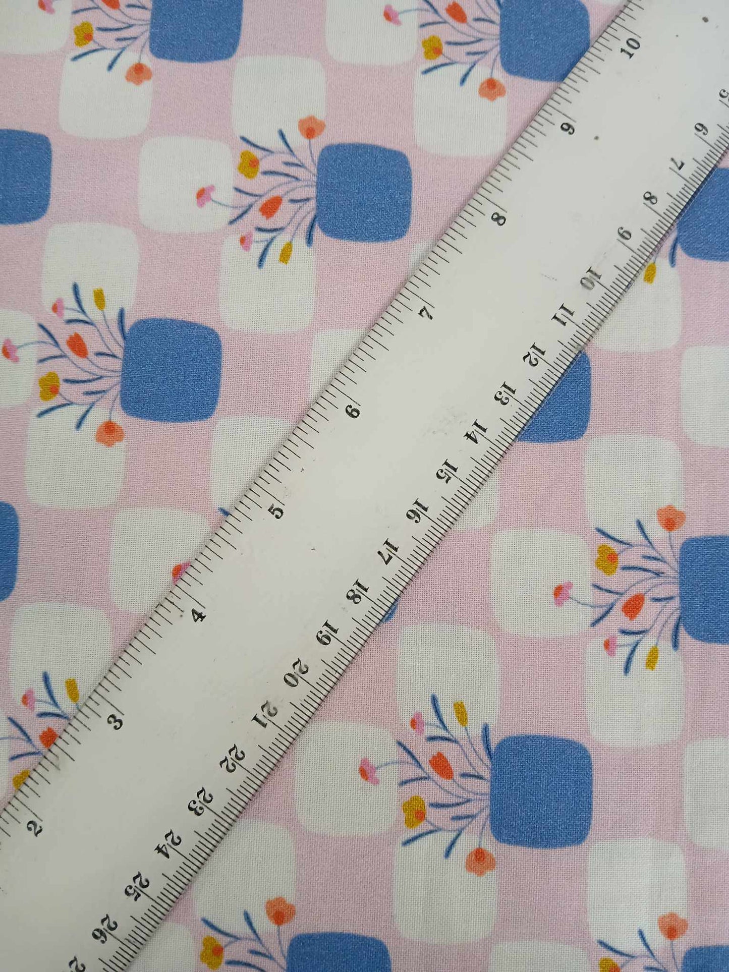 100% Cotton - Pink/Blue/White - 44" Wide - Sold By The Metre