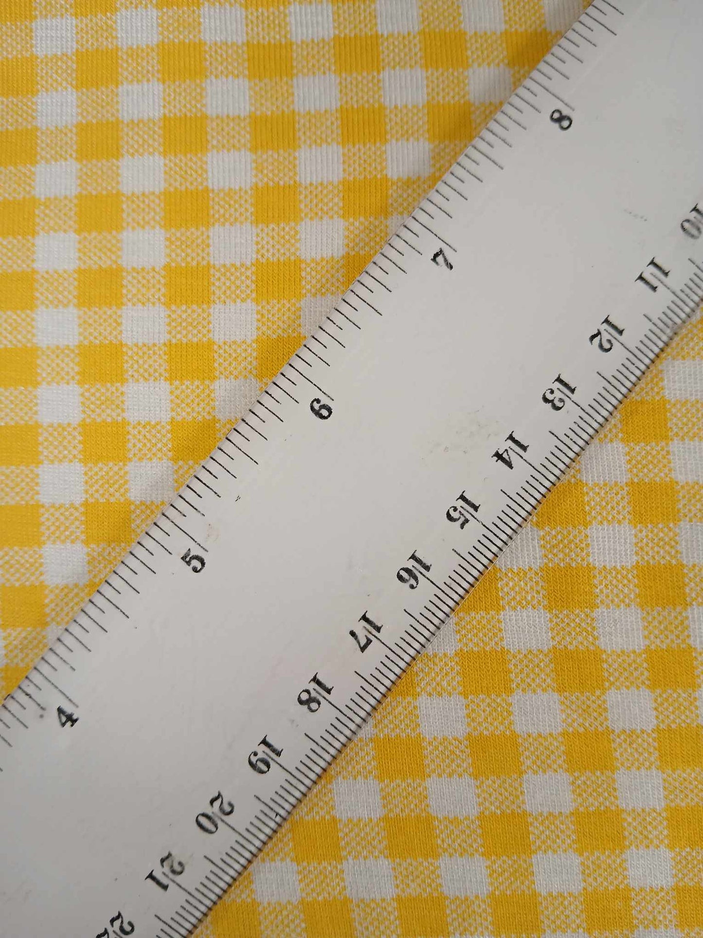 Viscose Lycra - Gingham - Yellow/White - 62" Wide - Sold By The Metre