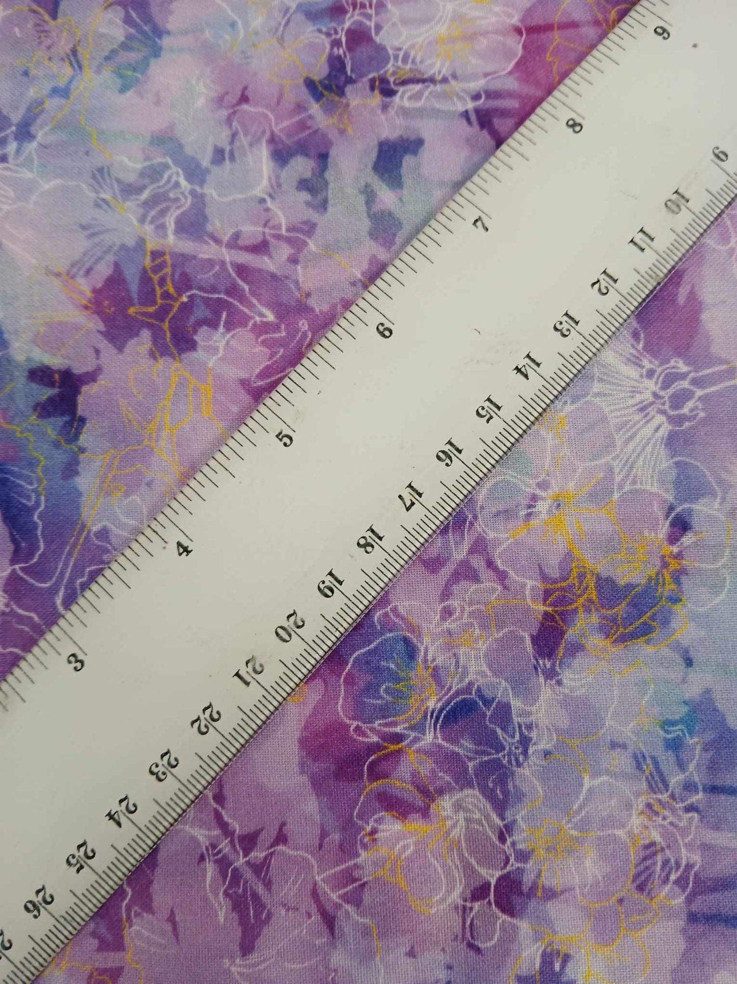 100% Cotton - Purple/Gold/Lilac - 44" Wide - Sold By The Metre