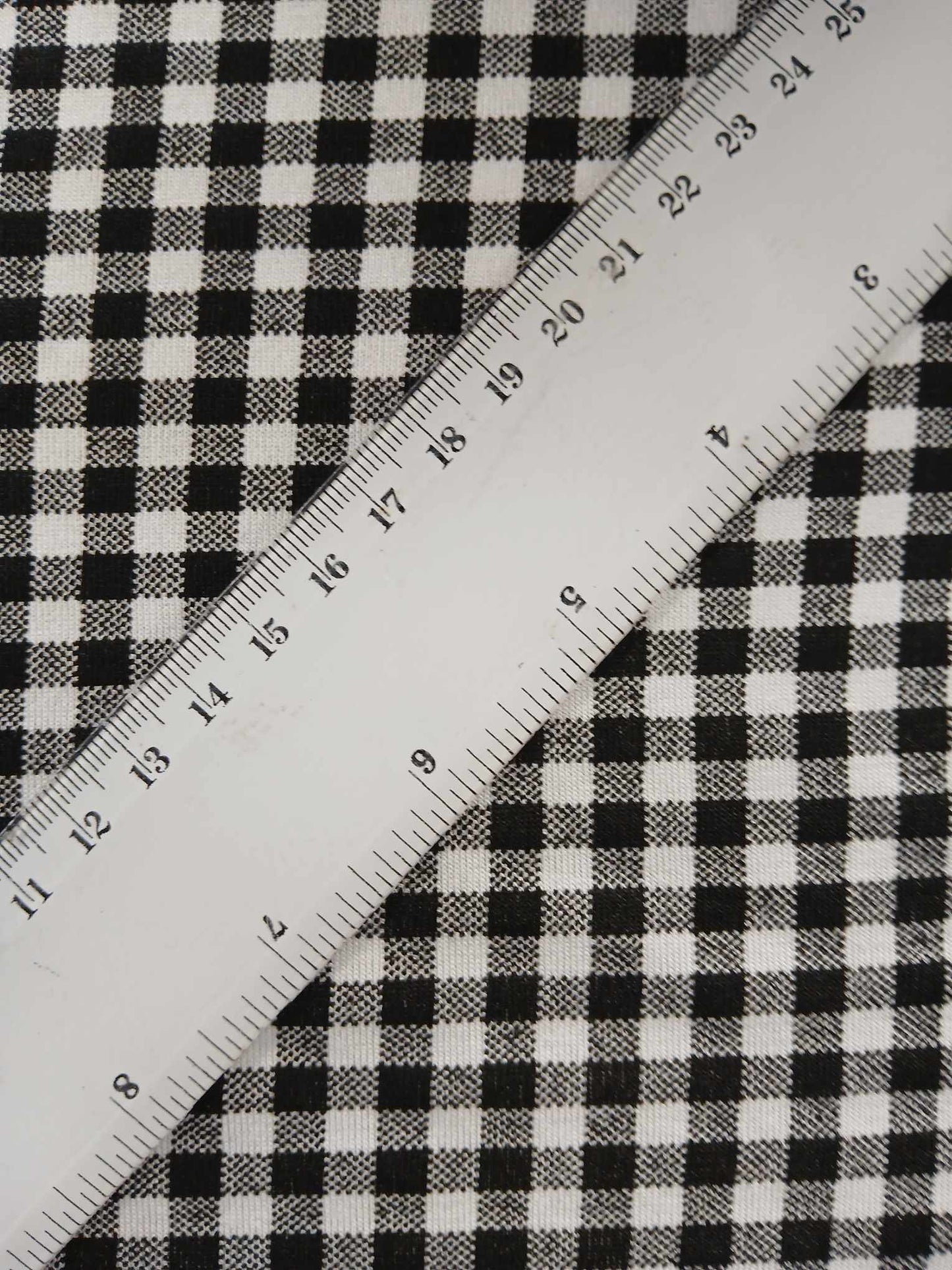 Viscose Lycra - Gingham - Black/White - 63" Wide - Sold By The Metre