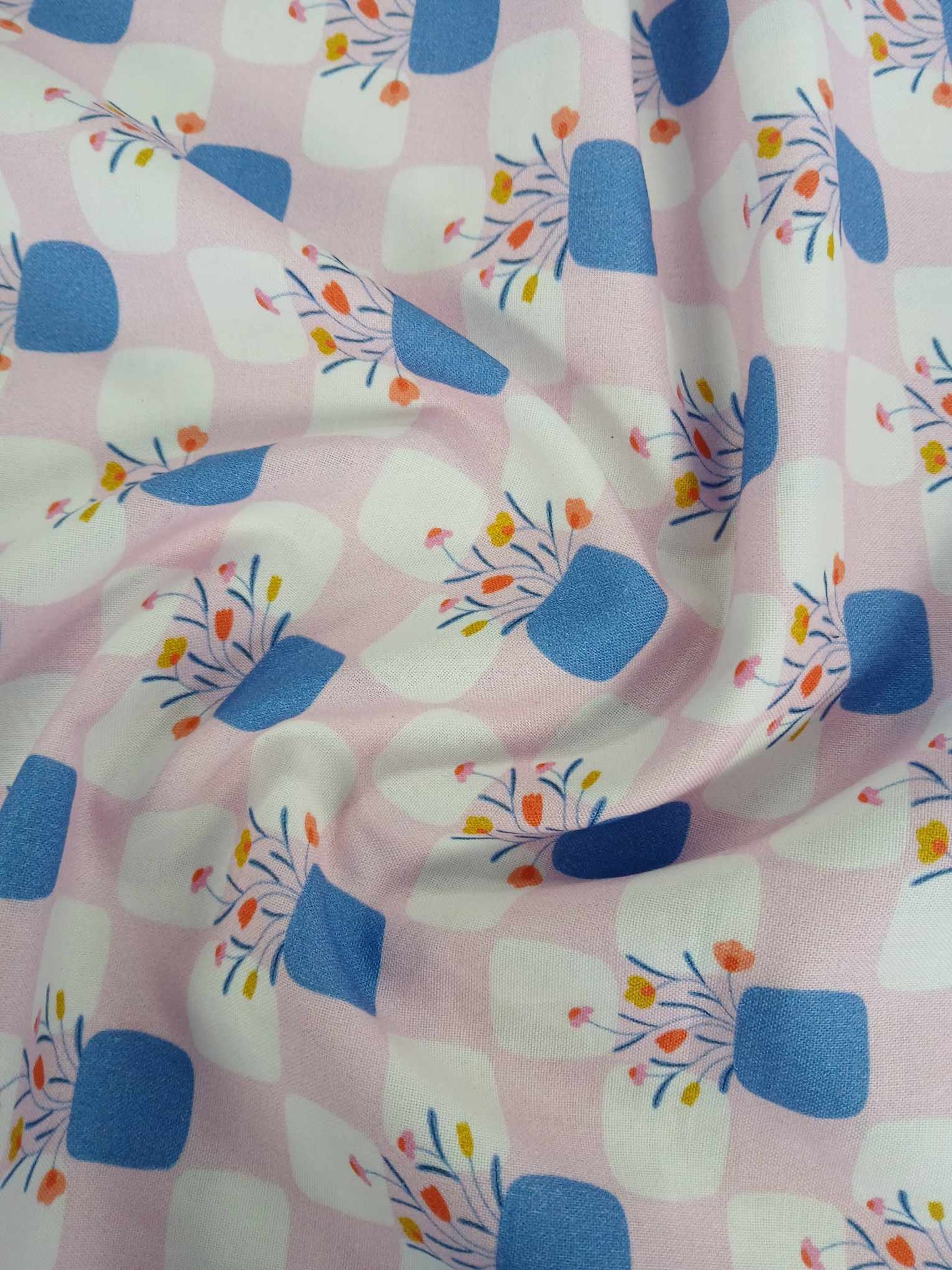 100% Cotton - Pink/Blue/White - 44" Wide - Sold By The Metre