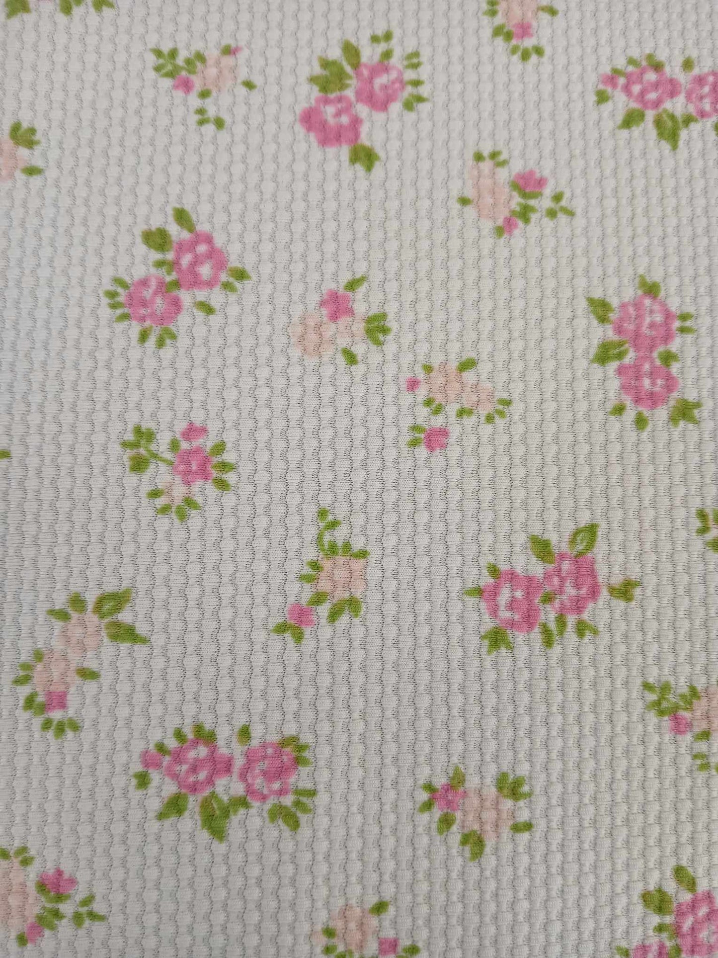 Scuba Waffle - White/Pink/Green - 63" Wide - Sold By The Metre