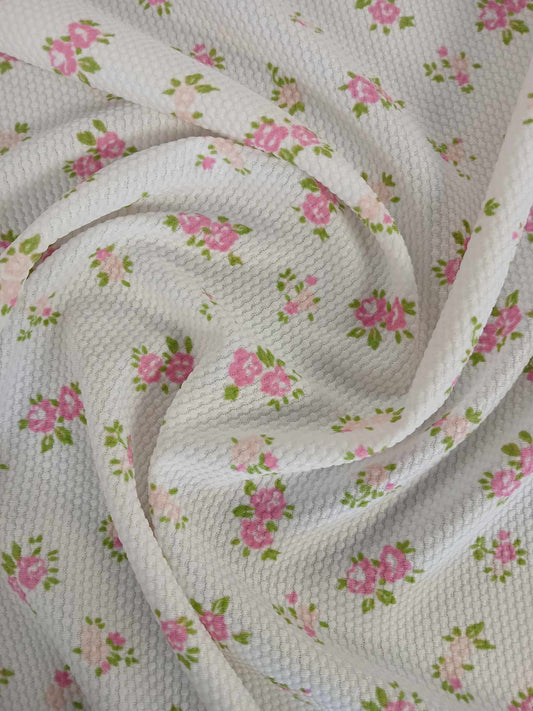 Scuba Waffle - White/Pink/Green - 63" Wide - Sold By The Metre