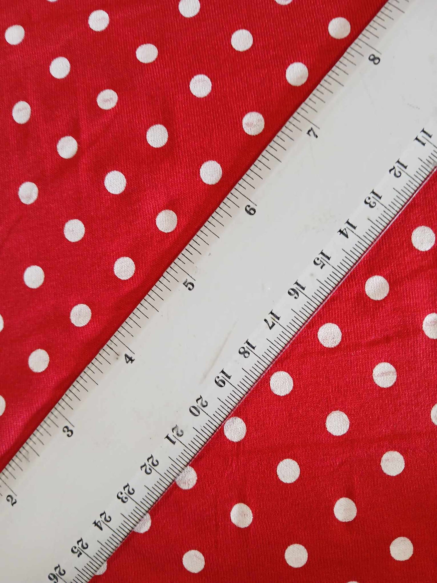 Viscose Lycra - Spot - Red/White - 61" Wide - Sold By The Metre