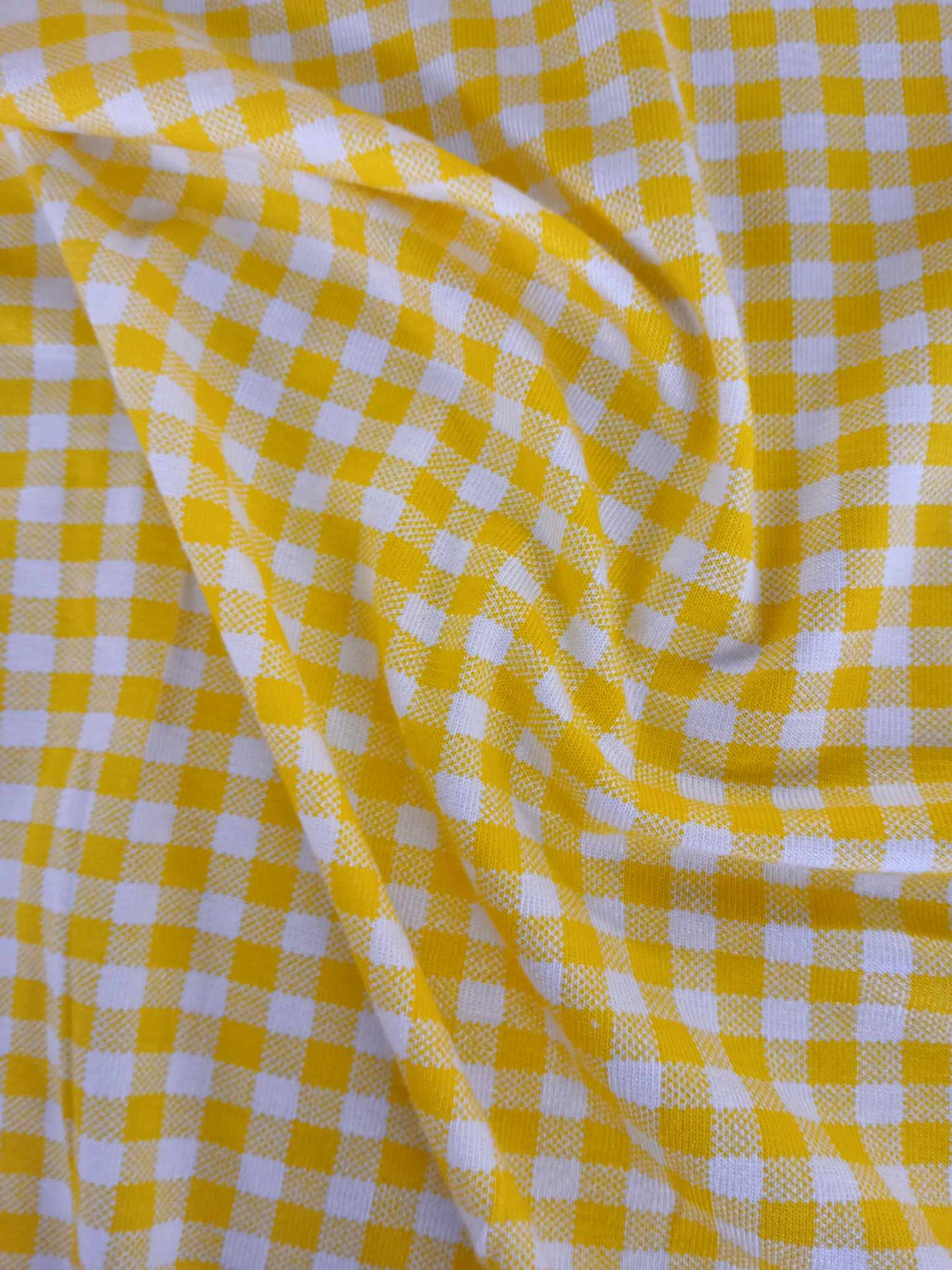 Viscose Lycra - Gingham - Yellow/White - 62" Wide - Sold By The Metre