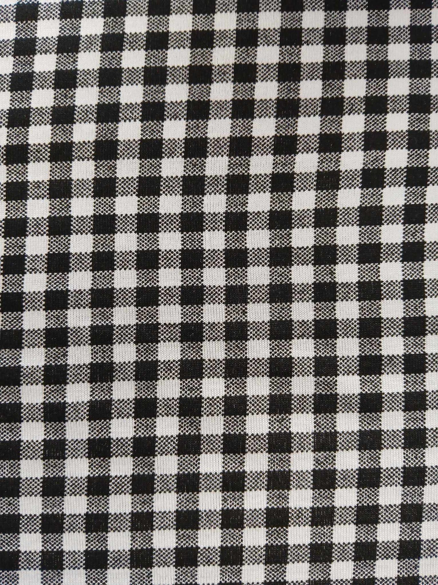 Viscose Lycra - Gingham - Black/White - 63" Wide - Sold By The Metre