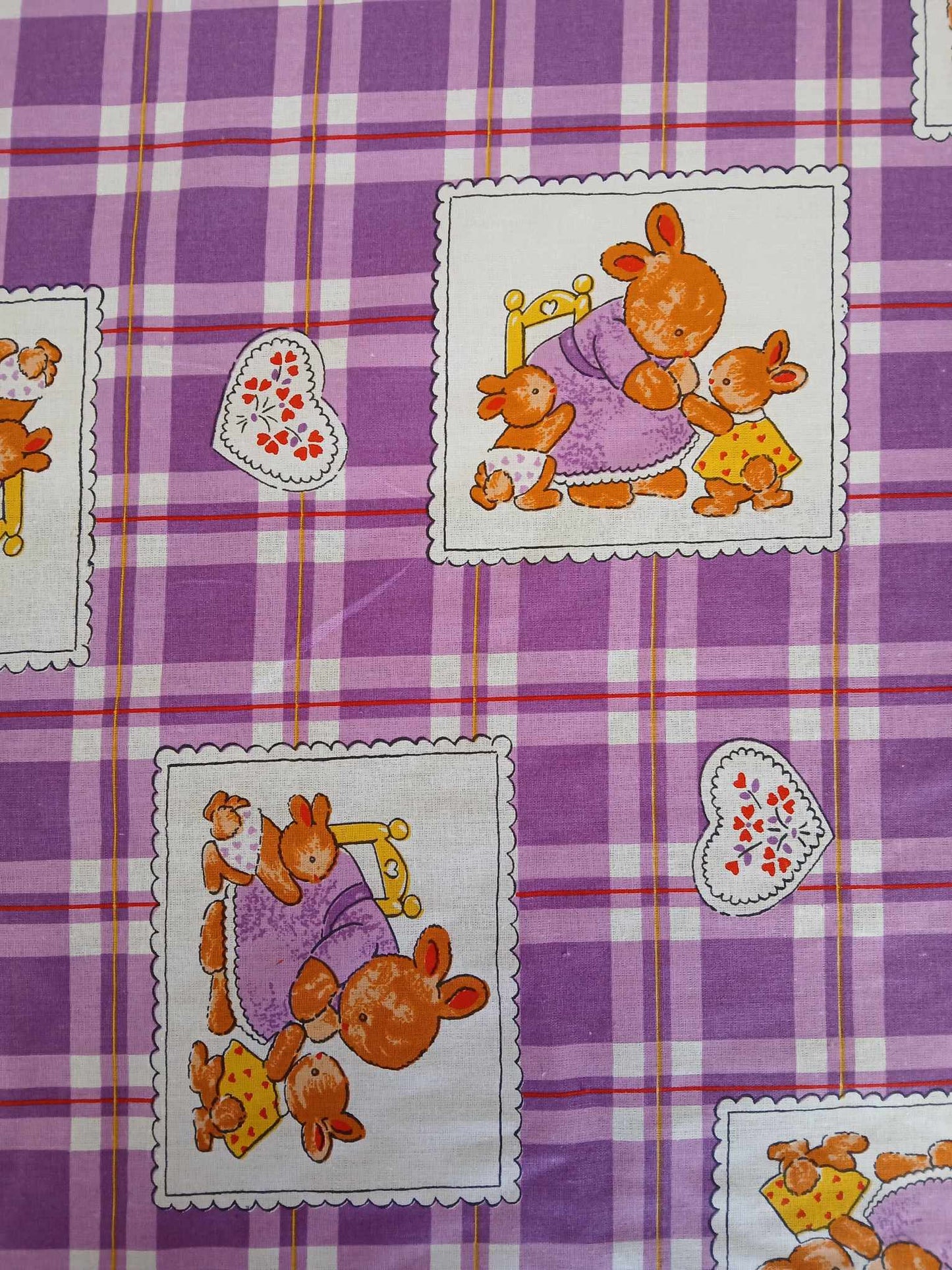 100% Cotton - Rabbits - Purple/White - 58" Wide - Sold By the Metre