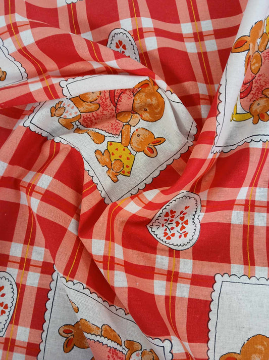 100% Cotton - Rabbits - Red/White - 58" Wide - Sold By the Metre