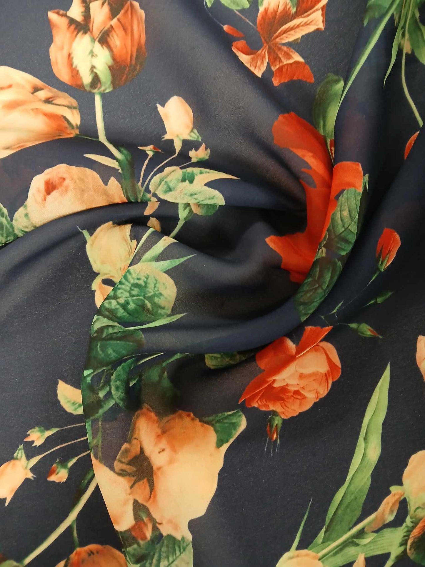 Chiffon - Navy/Red/Green - 58" Wide - Sold By the Metre