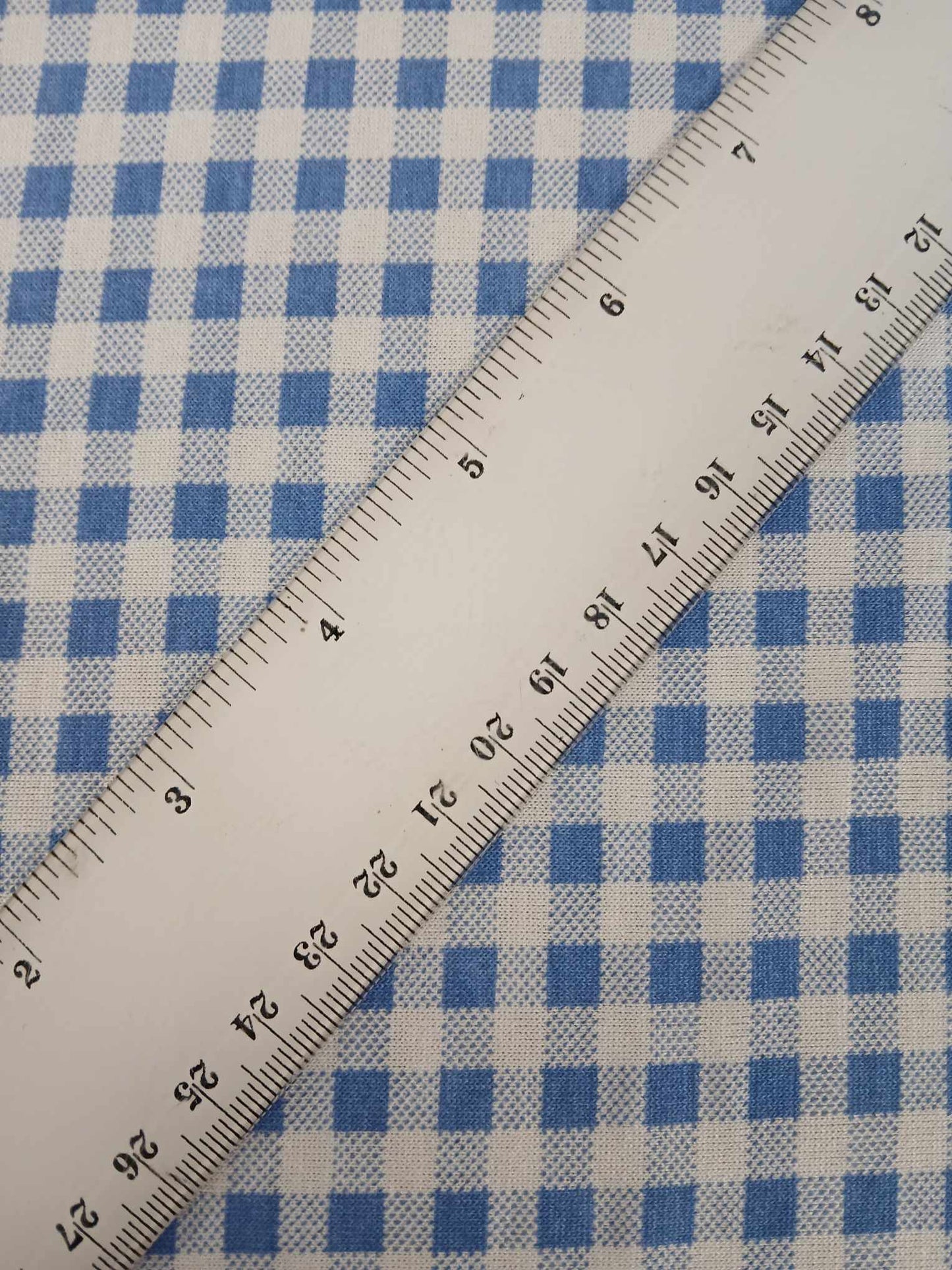 Viscose Lycra 95/5 - Gingham - Blue/White - 60" Wide - Sold By the Metre