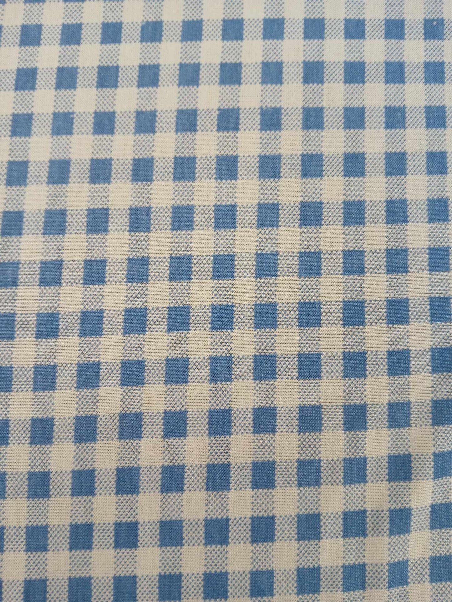 Viscose Lycra 95/5 - Gingham - Blue/White - 60" Wide - Sold By the Metre