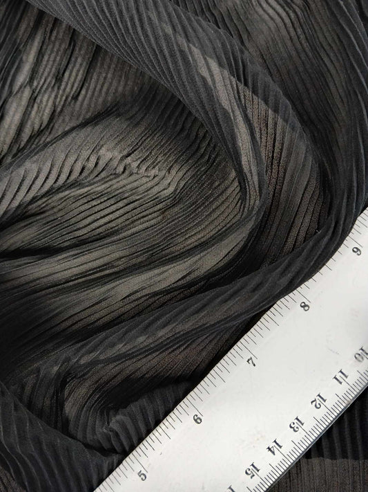 Pleated Chiffon - Black - 58" Wide - Sold By the Metre