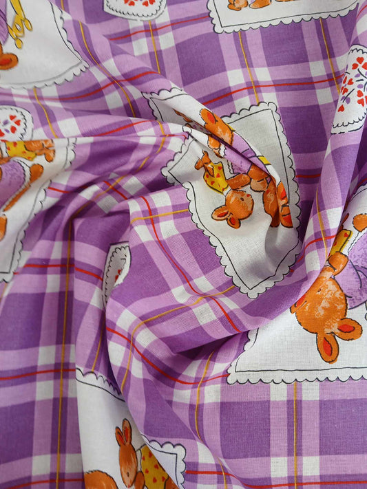 100% Cotton - Rabbits - Purple/White - 58" Wide - Sold By the Metre