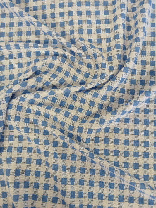 Viscose Lycra 95/5 - Gingham - Blue/White - 60" Wide - Sold By the Metre